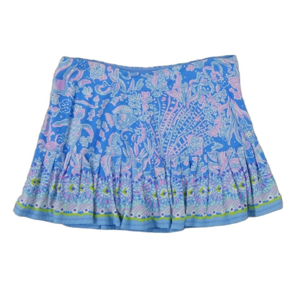 Lilly Pulitzer Luxletic Skort Women's Size Medium Blue Under the Sea Ruffle Golf